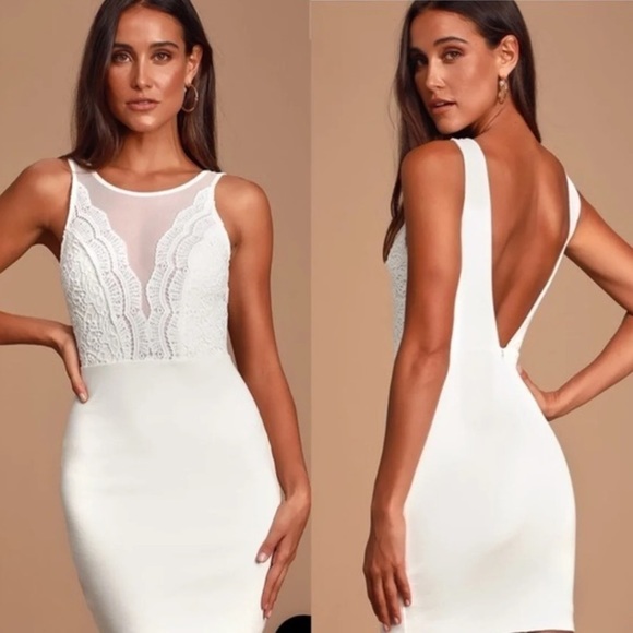 Lulus Dresses & Skirts - Lulu’s “Miracle Worker” Backless Lace Skater Dress